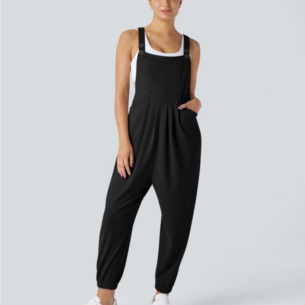 HALARA Black Jumpsuit with Relaxed Tapered Legs